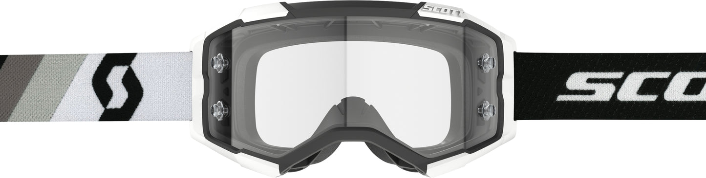SCOTT Fury Goggle Prem Black/White Clear Works - High-Performance Motocross Eye Protection