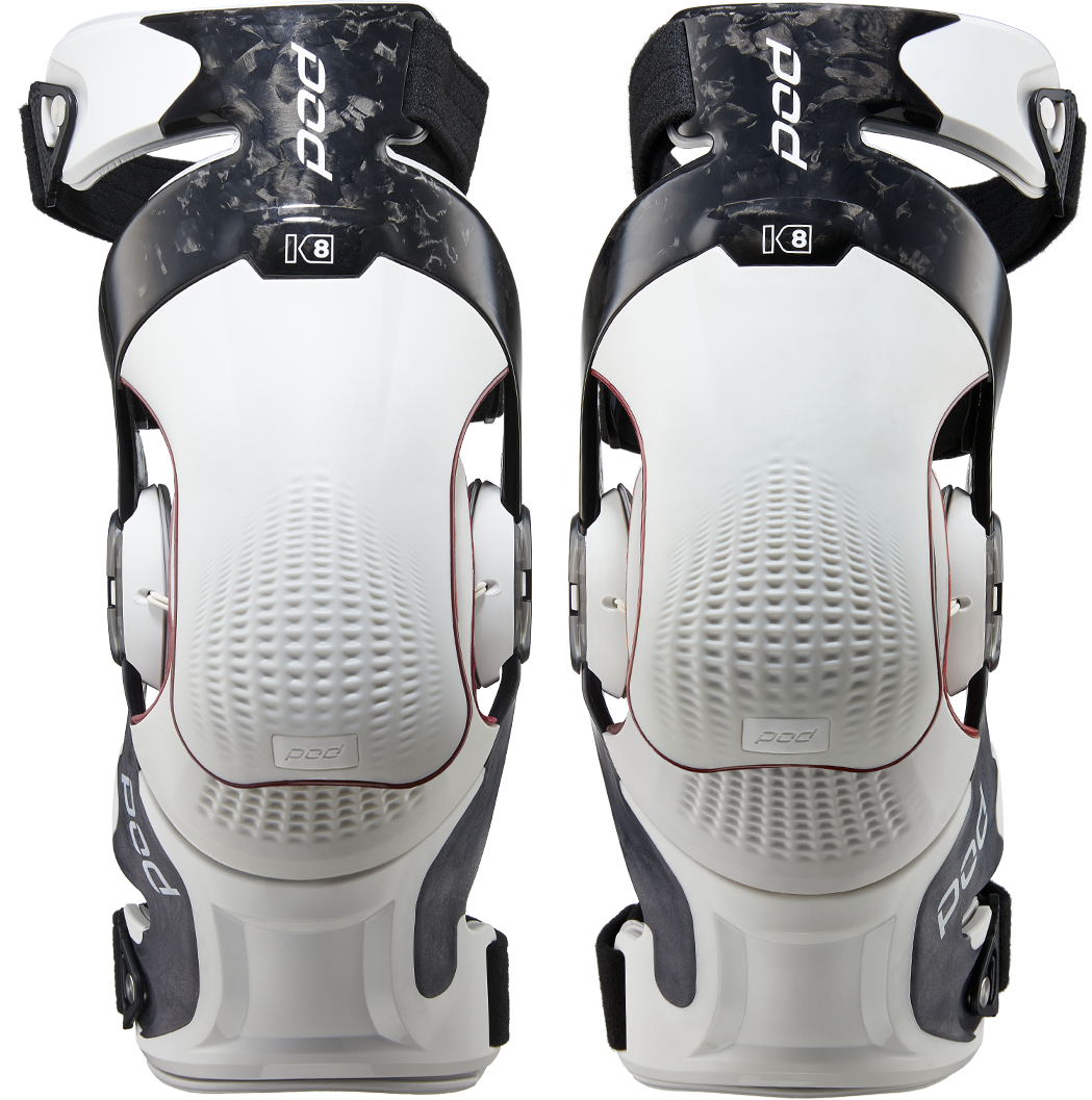 POD K8 3.0 Knee Brace Carbon (Prepreg) in White, XL – Advanced Support with Forged Carbon Frame and Adaptive Fit