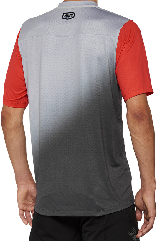 100% Celium Short - Sleeve Jersey with Reflective Logos and Moisture Management - Gray/Racer Red, Small (Part No. 40011 - 00010) - Kelly Motorsports