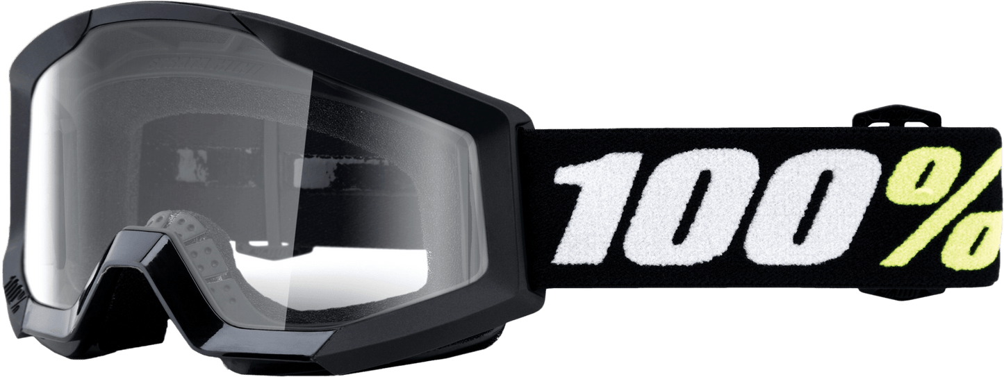 100-Percent Strata Mini Goggle Black Clear Lens – Kids’ Performance Eye Protection - Kelly Motorsports