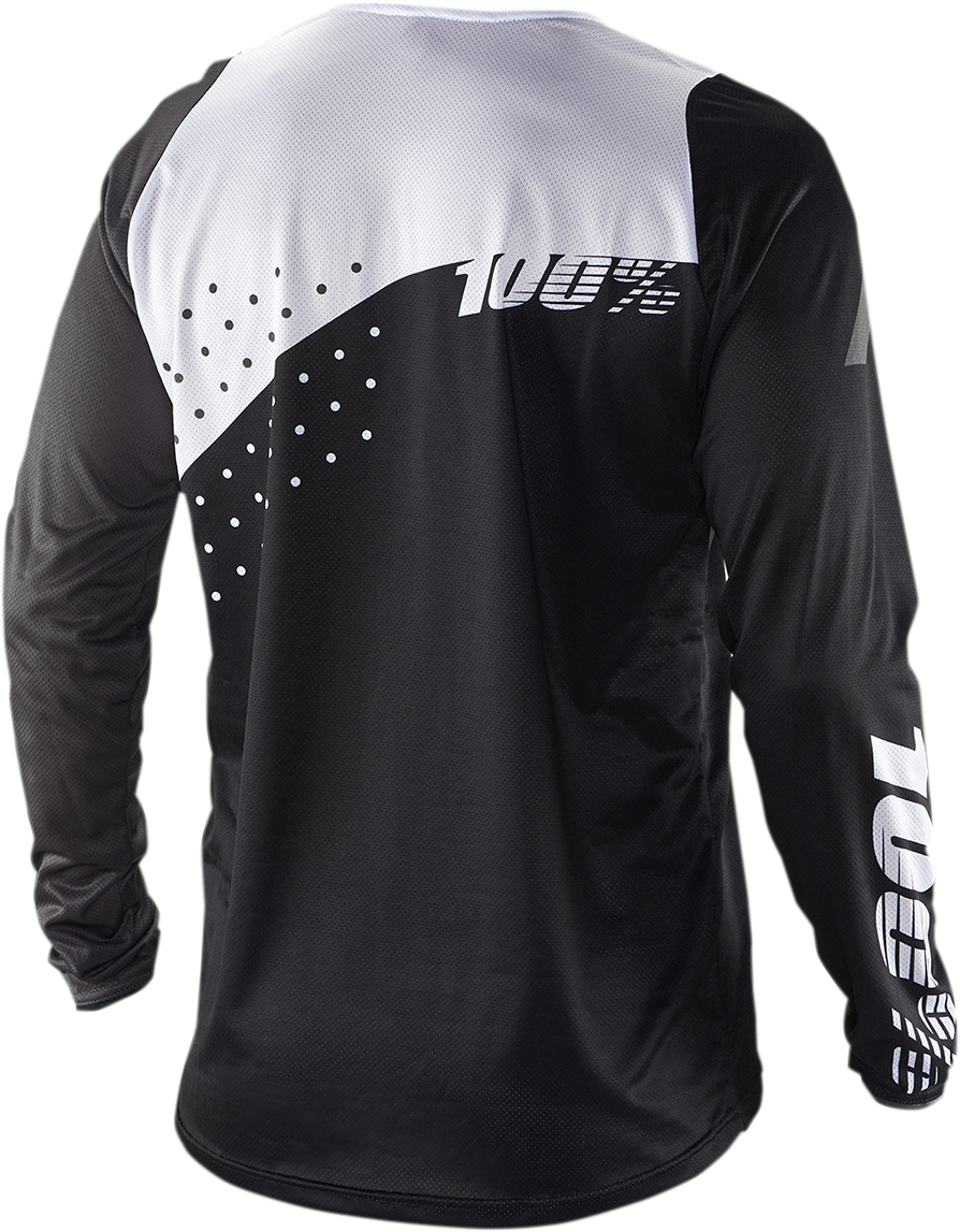 100% R - Core Long - Sleeve Jersey by 100%, Part No. 40005 - 00010 - Black/White, Small - Kelly Motorsports