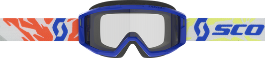 SCOTT Primal Youth Goggle Blue Clear – Impact-Resistant Youth Motocross Goggle with NoFog Anti-Fog Technology