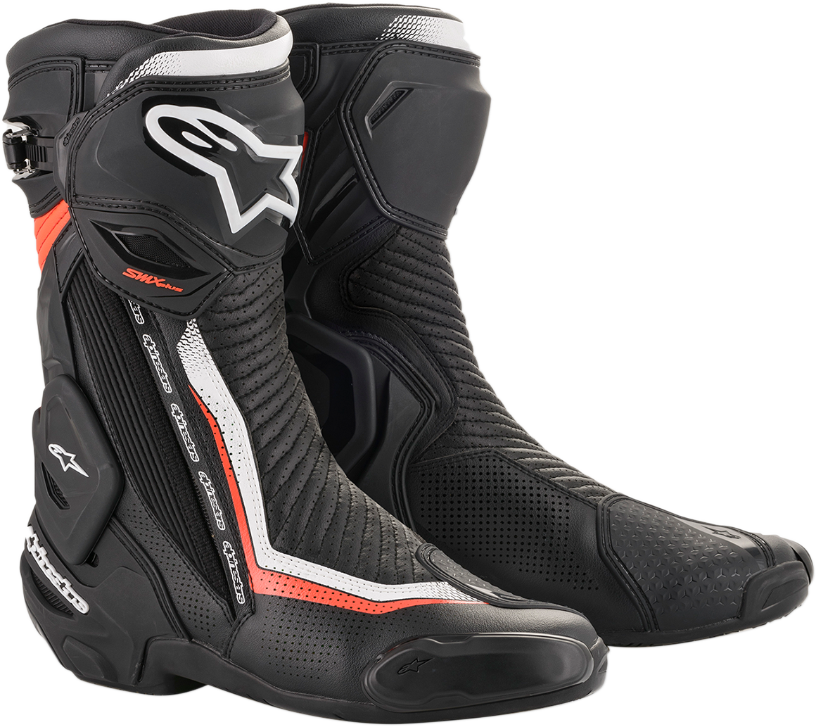 Alpinestars SMX Plus V2 Vented Motorcycle Boots - Black/White/Red, US 8 / EU 42 (Part #2221119-1231-42)