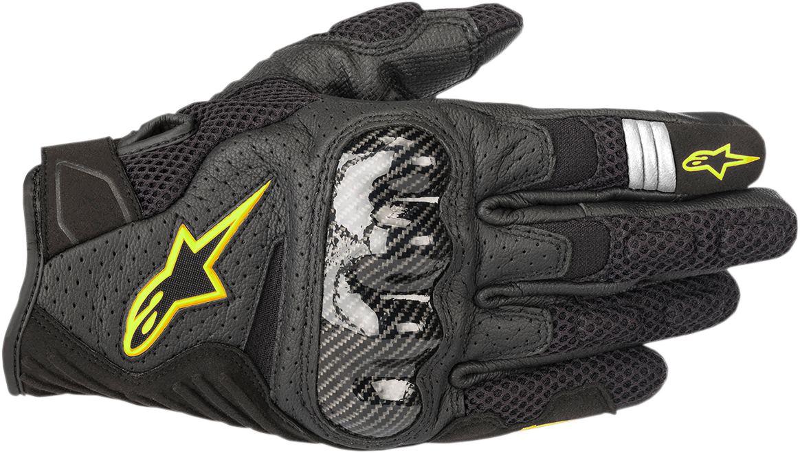 Alpinestars SMX-1 Air V2 Motorcycle Gloves - Medium Black/Fluo Yellow, Part 3570518-155-M