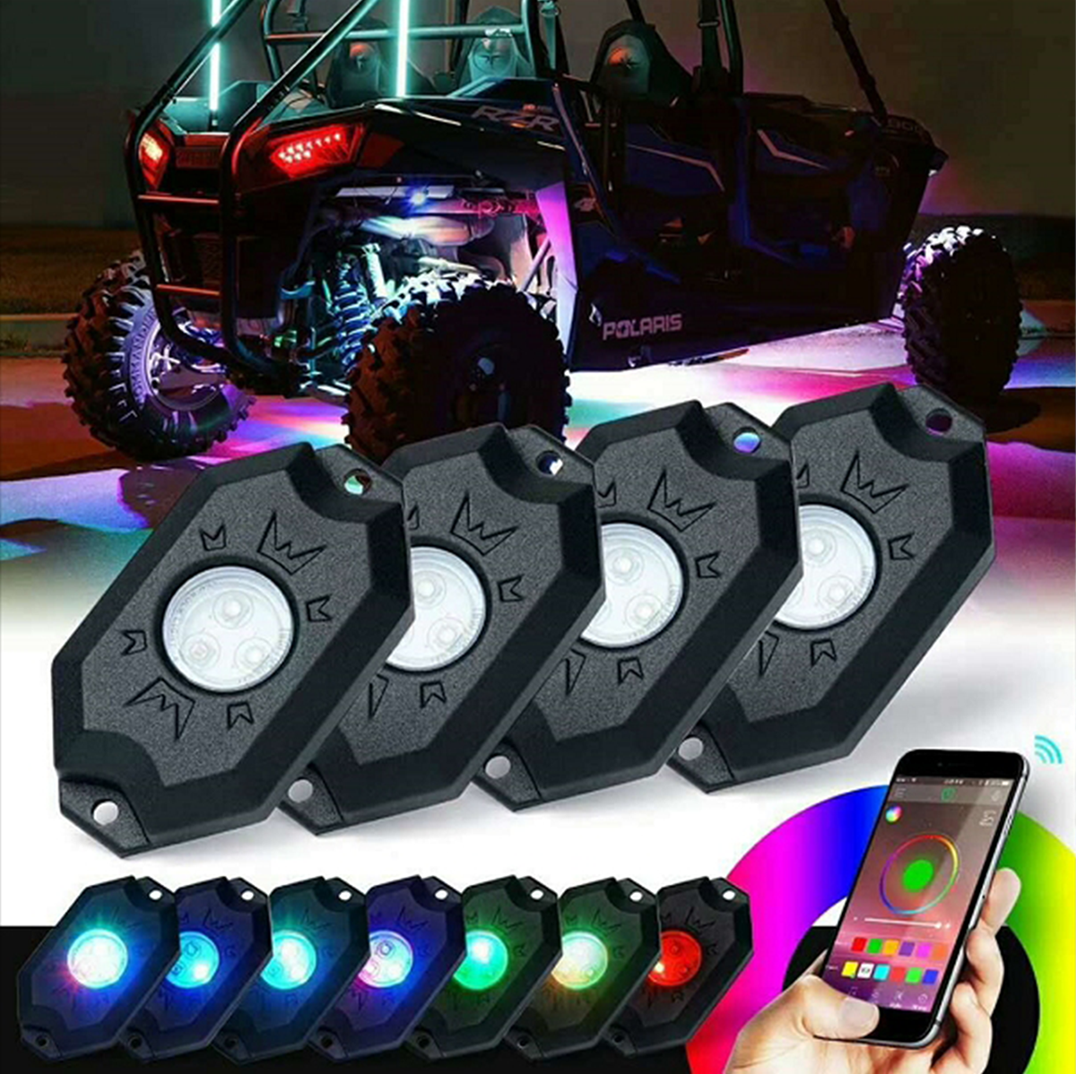BRITE-LITES LED Rock Light Kit RGB with Bluetooth Model BL-RGBROCK4