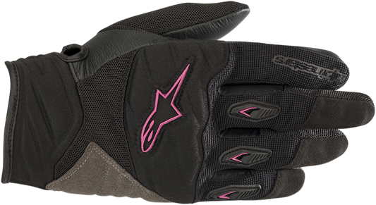Alpinestars Stella Shore Gloves - Black/Fuchsia Large, Women's Summer Street Motorcycle Gloves with Ergonomic Stretch Insert and Padded Foam Knuckles