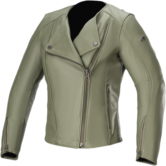 Alpinestars Stella Alice Jacket - Green US 14 / EU 50, Women's Motorcycle Riding Gear with Premium Leather and Adjustable Features
