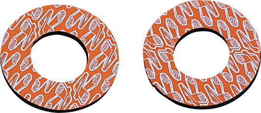 Renthal G204 Grip Donutz in White and Orange for Motorcycle Handlebar Protection