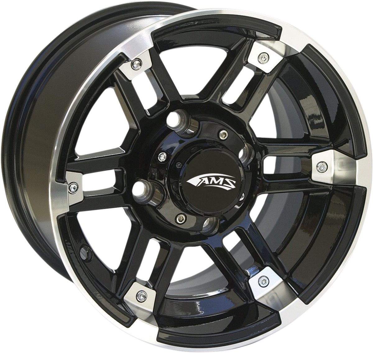 AMS Roll'n 104 Machined Black 12x7 Wheel with Center Cap - Part Number 2748-031AB
