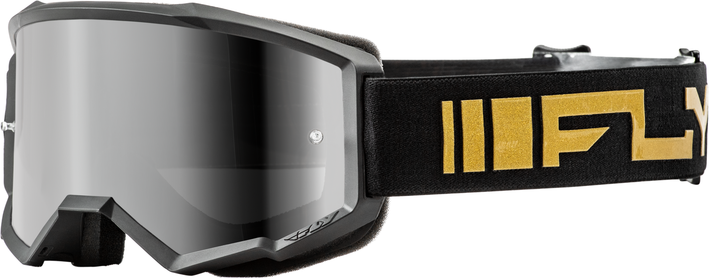 Fly Racing Zone Goggle Youth Black/Gold w/Silver Mirror/Smoke Lens