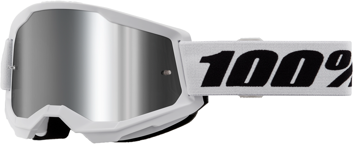 100-Percent Strata 2 Goggle White Mirror Silver Lens - High-Performance Riding Gear