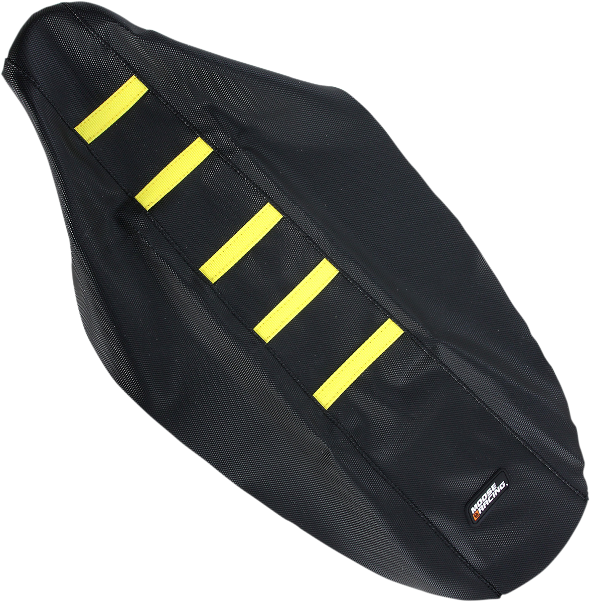 Moose Offroad Ribbed Seat Cover for Suzuki RMZ250 (2010-2018) - Black with Yellow Ribs, Part Number RMZ25010-331RT