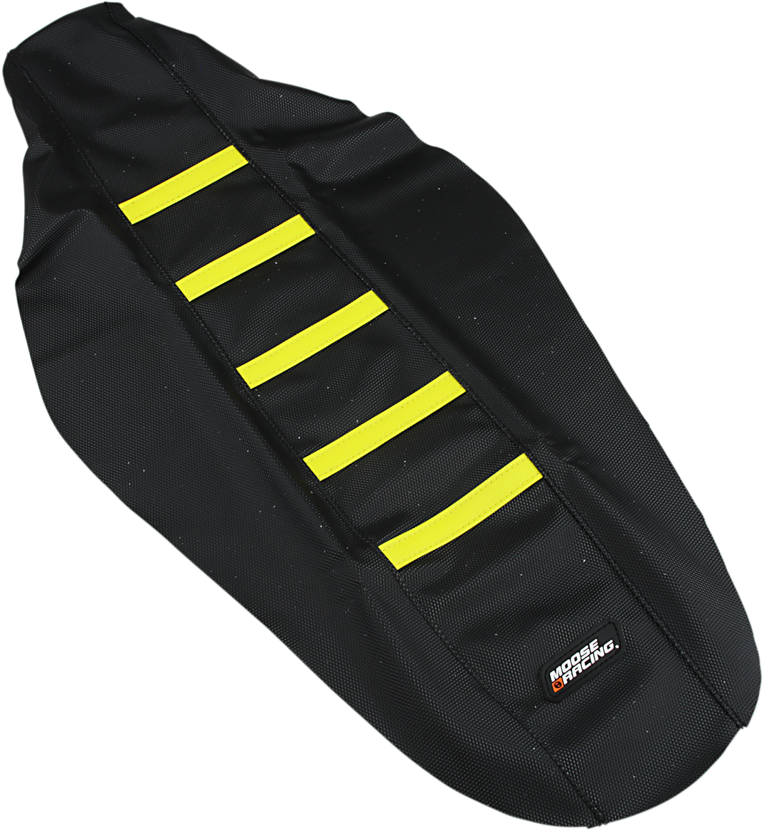Moose Offroad Ribbed Seat Cover for Suzuki RMZ250/450 (2018-2024) – Black with Yellow Ribs, Part Number RMZ45018-335