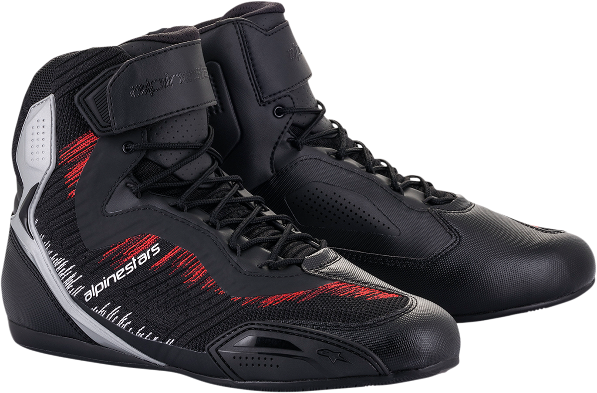 Alpinestars Faster-3 Rideknit® Road Racing Shoes - Black, Silver & Red, US 8.5 / EU 41