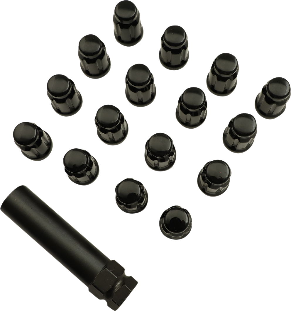 Moose Offroad MOOSE OFFROAD Lug Nuts - Splined M12 x 1.50 Black, 16 Pack (Part Number: SPMO3807BL4)