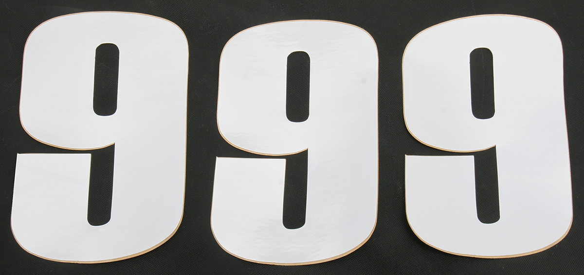 Moose Offroad Race Number 9 - White - 6 Inch Vinyl Number Plate (Part #80109)