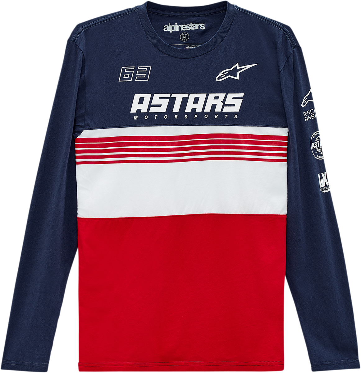 Alpinestars Turbo Long-Sleeve T-Shirt in Navy/Red - XL (Part Number 1213711117030XL)