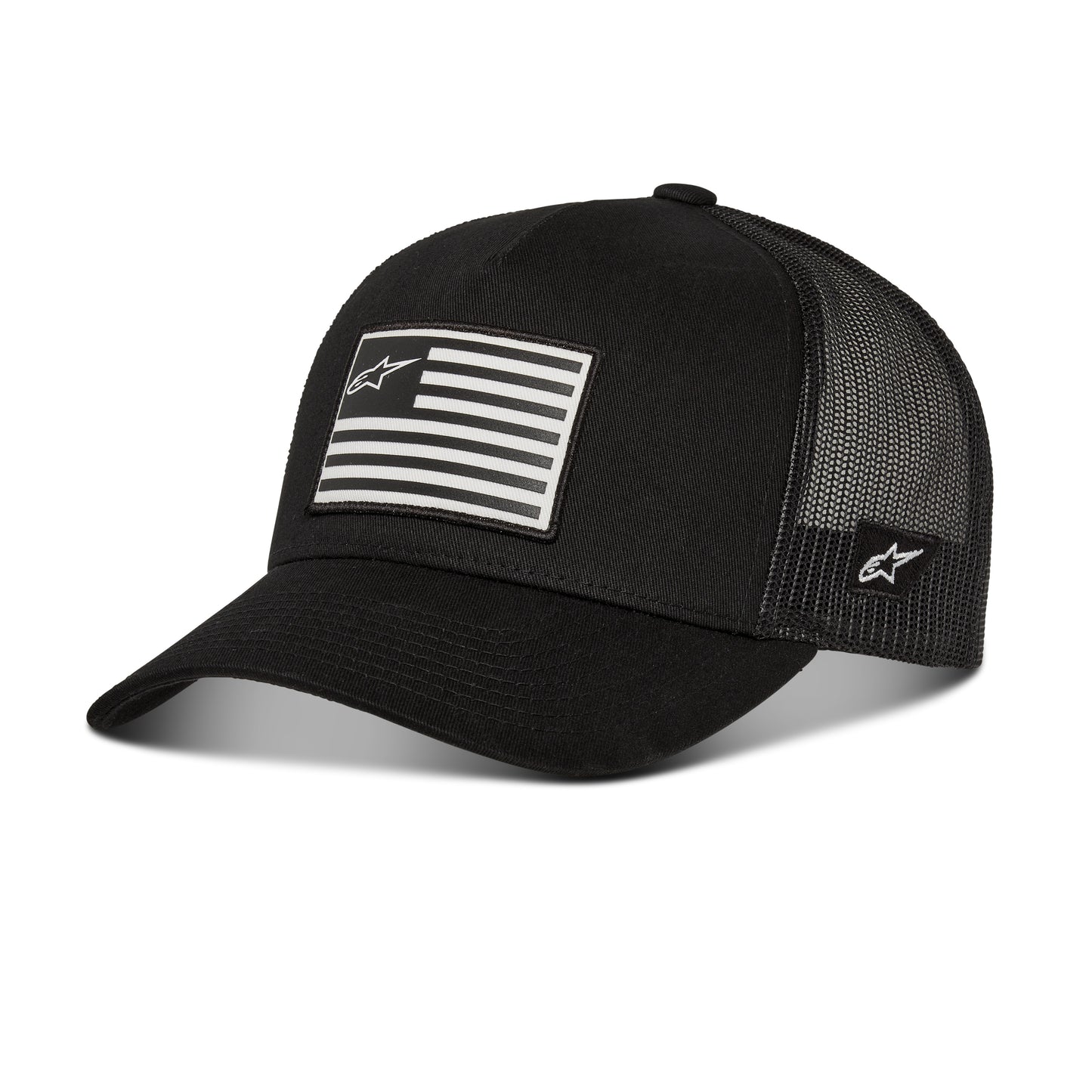 Alpinestars Flag Snapback Hat Black/Black One Size - Durable Cotton-Polyester Blend with Structured Design