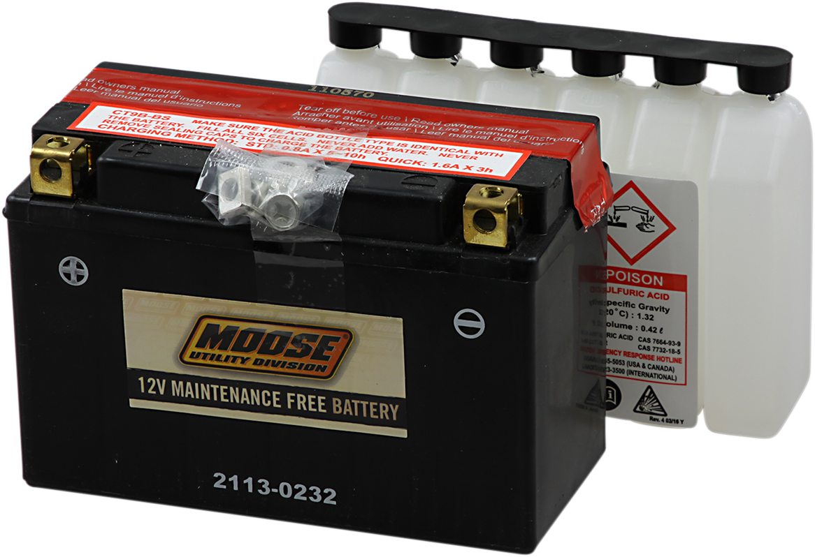 MOOSE OFFROAD AGM Battery YT9B-BS MT9B-BS - Heavy-Duty Maintenance-Free 12V Marine and Off-Road Power Source