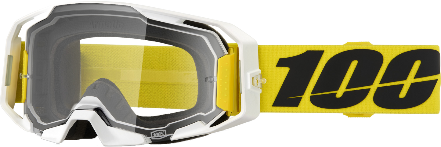 100 Percent Armatic Goggle with Valera Clear Lens – High-Impact MX Goggles with Quick-Release System