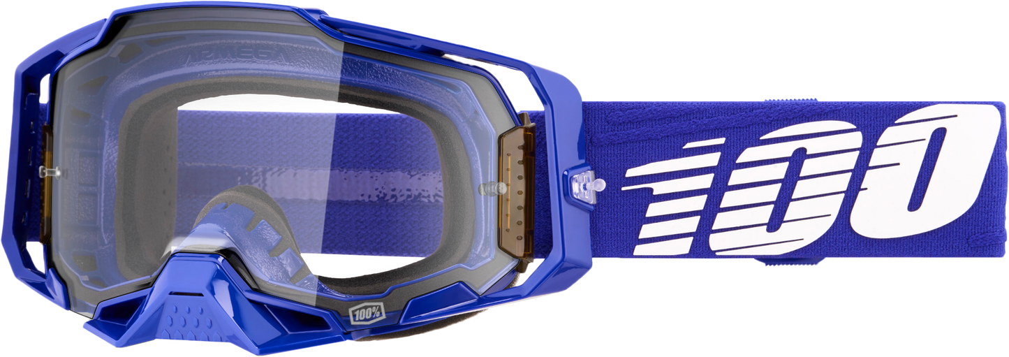 100-Percent Armega Goggle with Klein Clear Lens – Impact-Resistant MX Goggles with Ultra HD Clarity and Quick-Change System