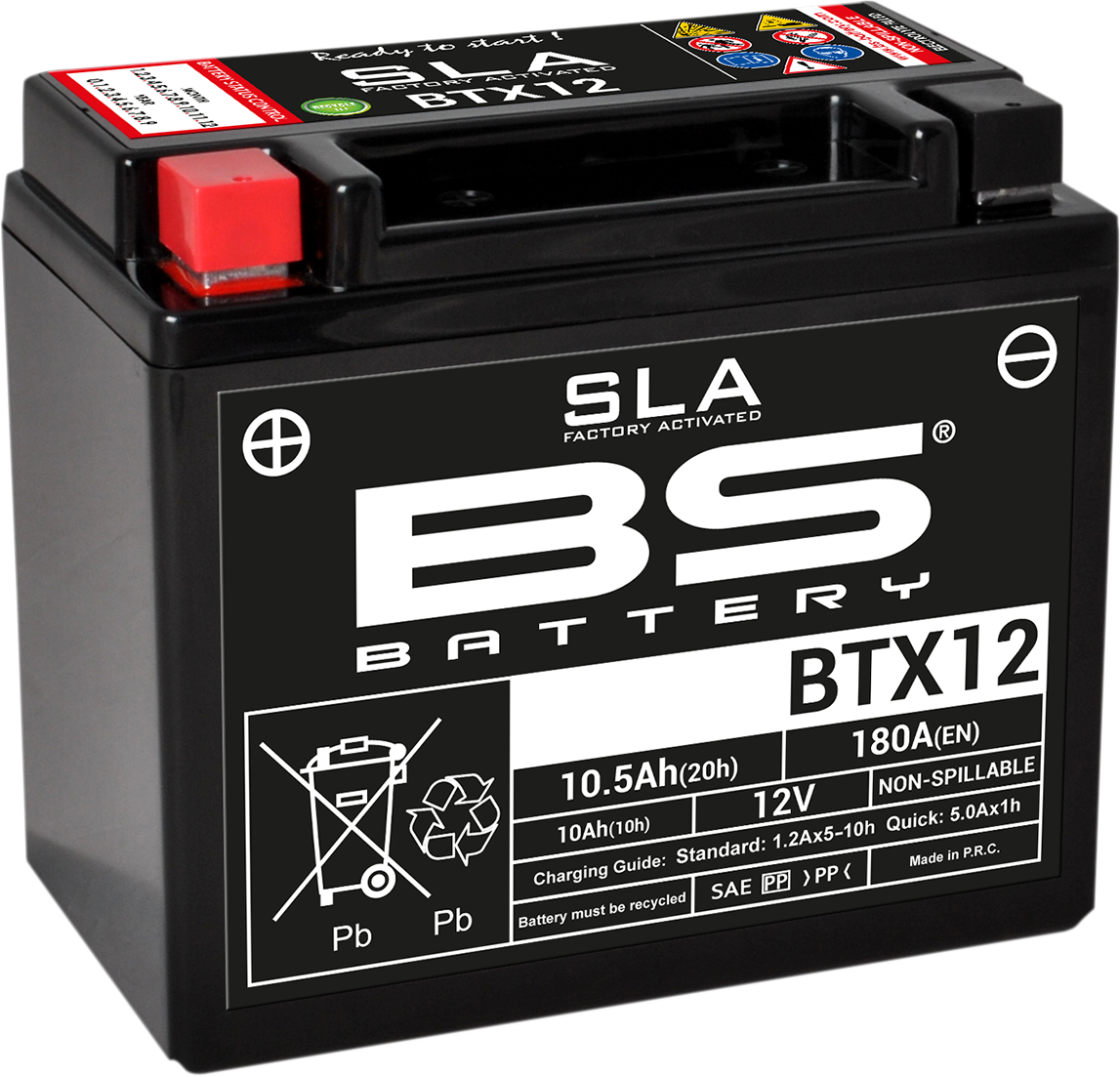 BS BATTERY BTX12 (YTX) 300680 Absorbed Glass Mat AGM Motorcycle Battery
