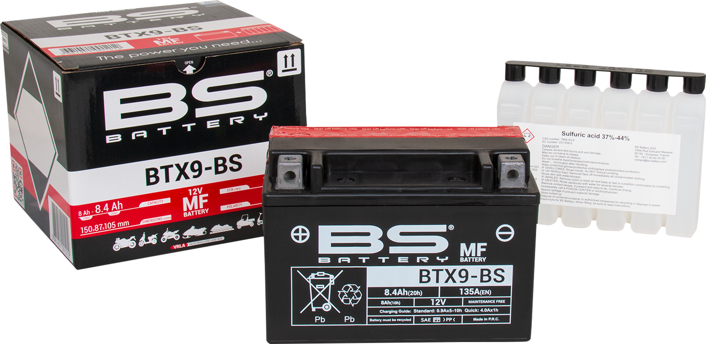 BS BATTERY BTX9-BS (YTX) 300621 Maintenance-Free Sealed Lead Acid Battery