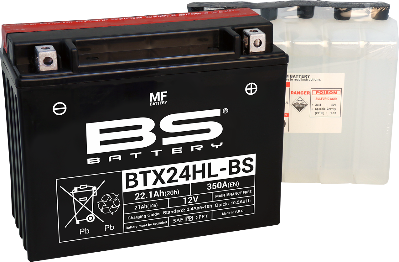 BS BATTERY BTX24HL-BS (YTX) 300630 Maintenance-Free AGM Motorcycle Battery