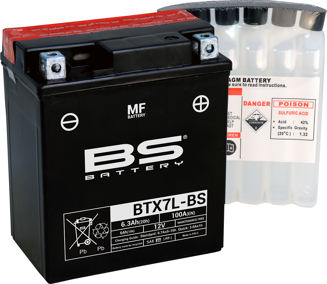 BS Battery BTX7L-BS (YTX) Maintenance-Free Sealed Lead Acid Battery - Model 300620