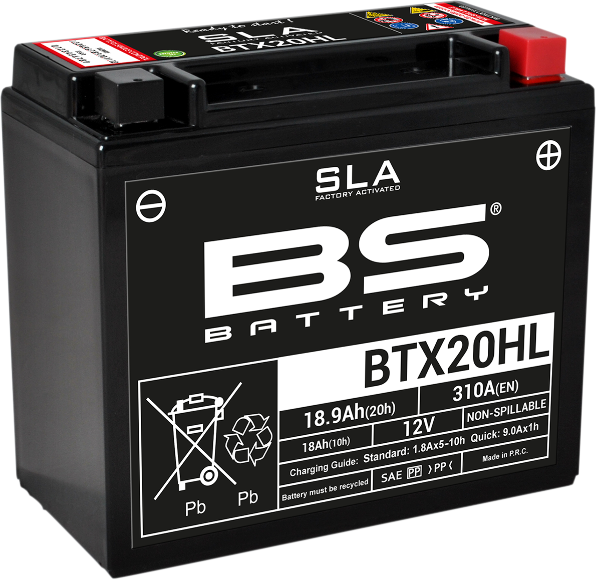 BS BATTERY BTX20HL (YTX) 300689 Absorbed Glass Mat (AGM) Motorcycle Battery