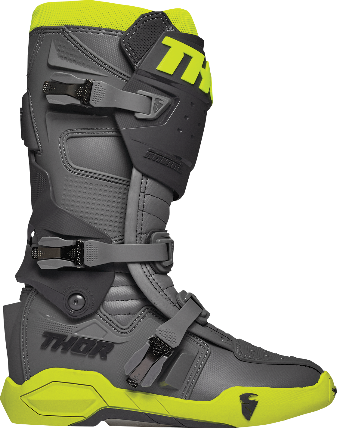 THOR Radial Boots Size 9 - Gray and Fluorescent Yellow | Part 3410-2747