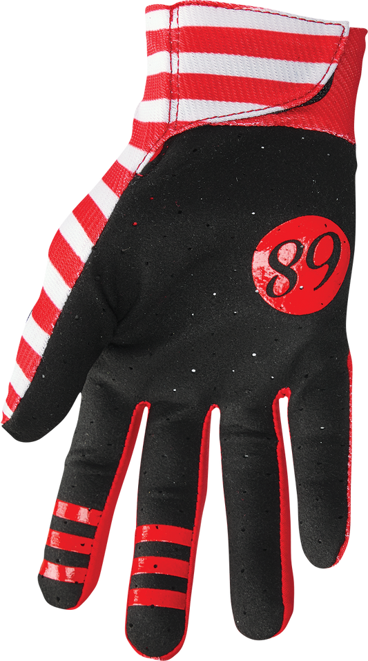 THOR Mainstay Slice Gloves White/Red XS - Lightweight Motorcycle Riding Gloves with Perforated Clarino® Palm and Durable Inner-Thumb