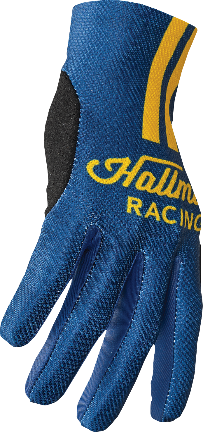 THOR Mainstay Gloves - Roosted Navy/Lemon, Size XS - Lightweight Motorcycle Gloves with Perforated Clarino® Palm and Athlete-Inspired Fit