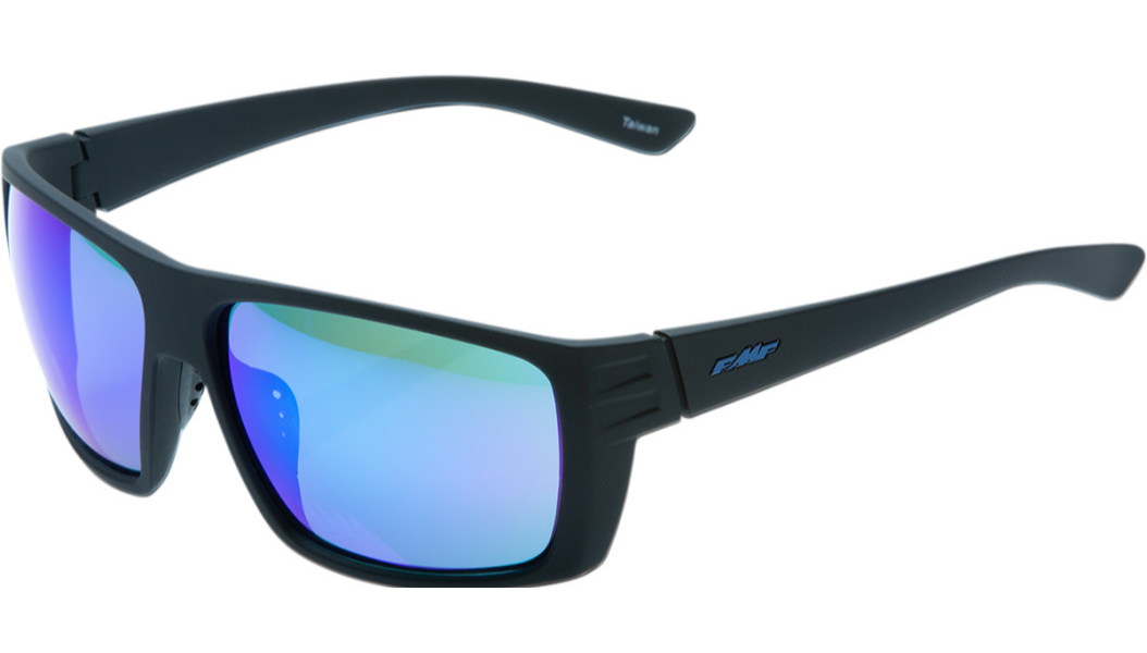 FMF Pit Stop Sunglasses - Matte Black - Blue Mirror Lens F-61507-250-01