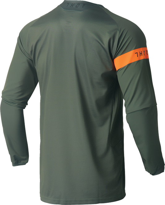 THOR Range Jersey - Army Green/Orange, Small | Performance Cycling Jersey with Breathable and Moisture-Wicking Features