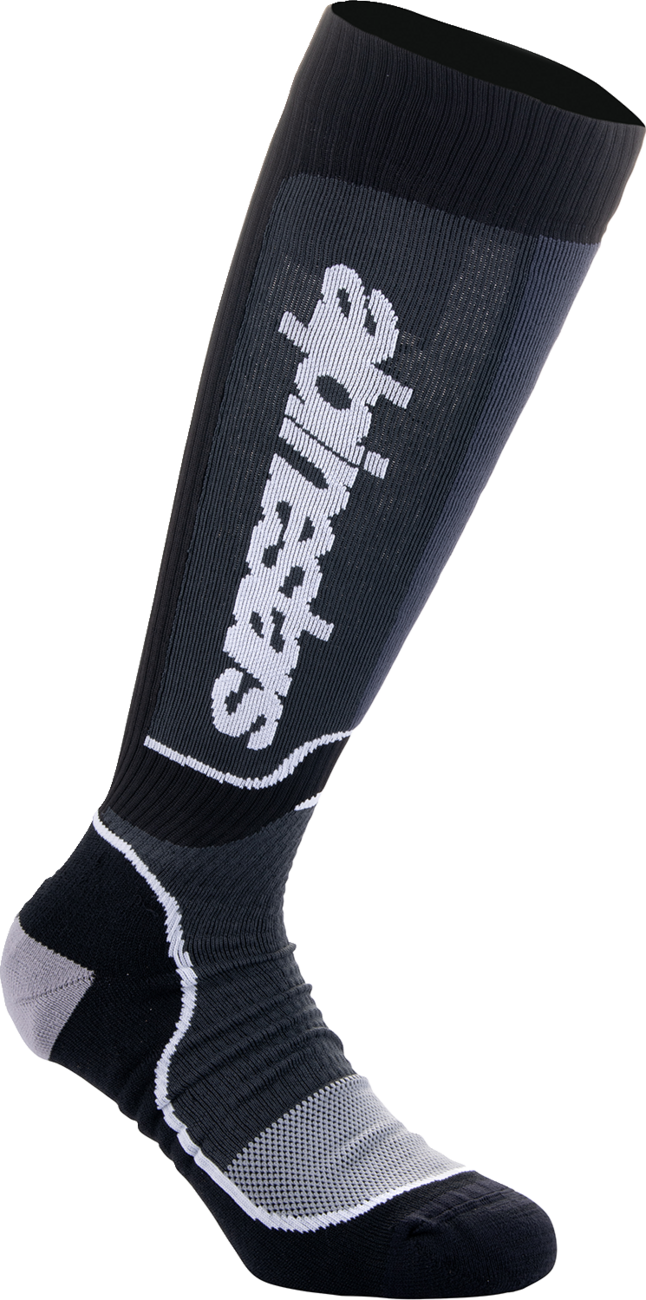 Alpinestars MX Plus Socks - Black/White, Large (Part #4702324-12-L)