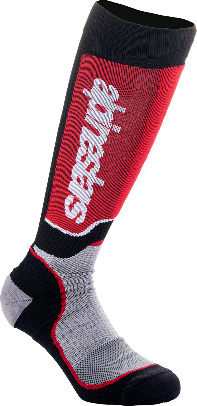 Alpinestars Youth MX Plus Socks - Black/Red/Gray, Medium/Large Part 4742324-1215-ML