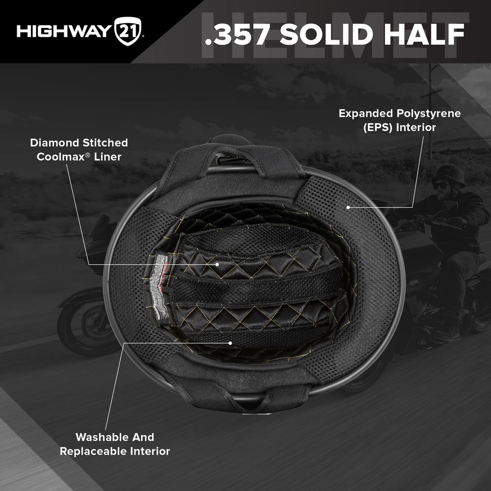 Highway 21 .357 Solid Half Helmets