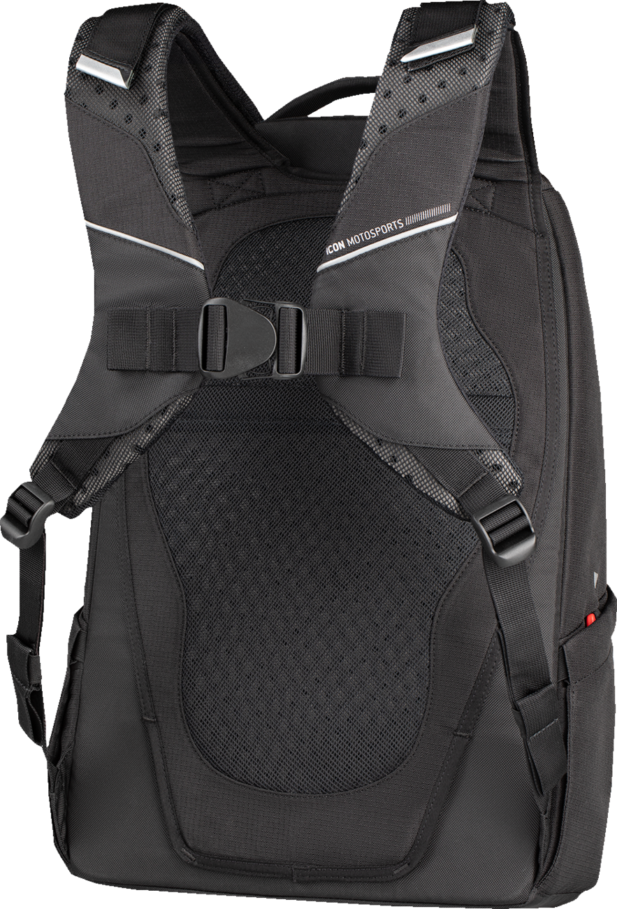 ICON Airflite Backpack Black 3517-0529 with Padded Laptop Sleeve and D3O Back Armor Pocket
