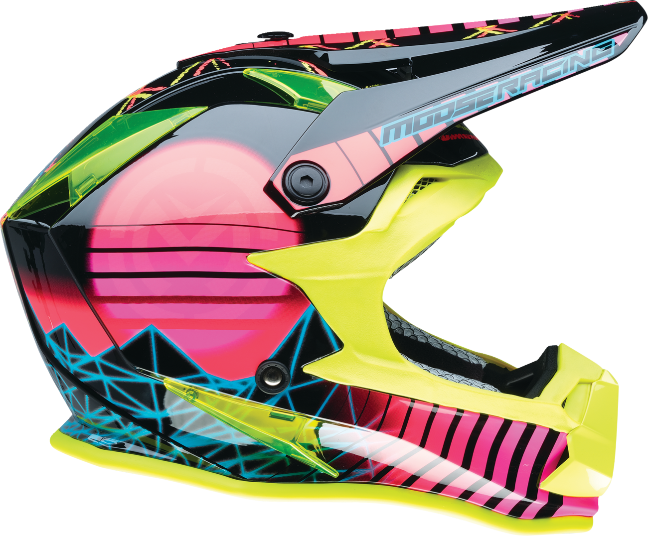 MOOSE OFFROAD Youth F.I. Helmet with MIPS® Technology - Vaporwave, Black/Pink/Yellow, Large - Part 0111-1616