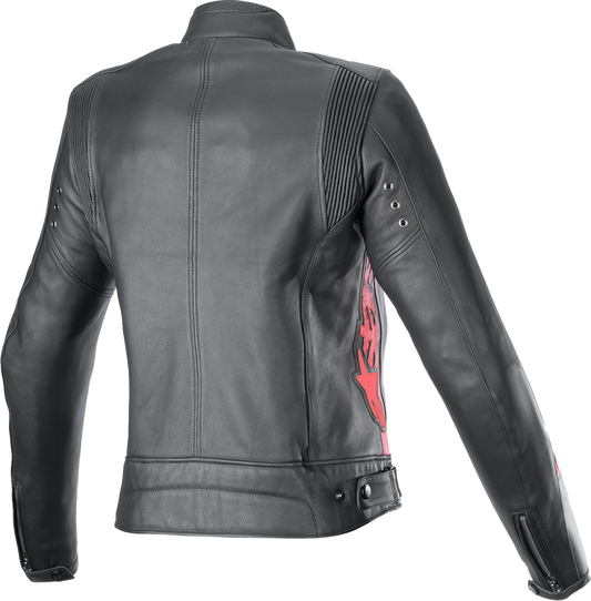 Alpinestars Stella Dyno Leather Jacket - Black/Haute Red, Size Small