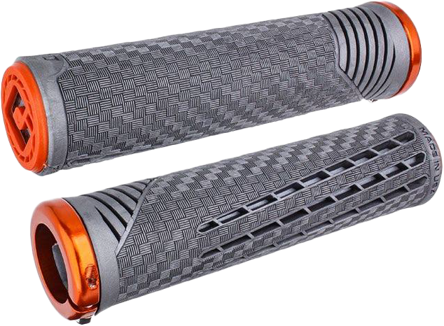 ODI CF11 V2.1 BMX Grips Lnyx Gray/Orange with Orange Lock-On System - Part F35CFGO-O