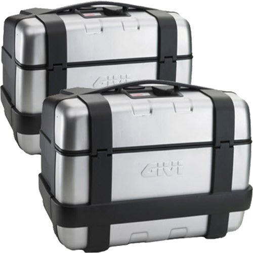 GIVI Trekker Side Cases 46L Pair - Durable Aluminum/Polypropylene Motorcycle Luggage with Monokey System