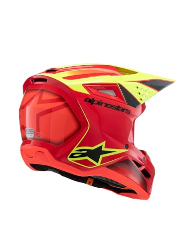 Alpinestars S-M3 Youth Moto Helmet (Red/Yellow Fluo/Black Glossy, Youth Medium)