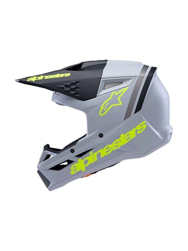 Alpinestars S-M3 Youth Moto Helmet (Grey/Black/Yellow Fluo, Youth Small)