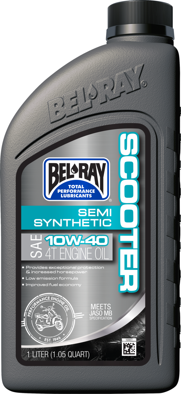 BEL-RAY Semi-Synthetic Scooter Oil 10W-40 - 1 Quart (Part No. 303064150160)