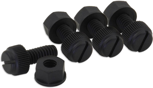 BOLT LPFNYLON License Plate Bolts and Locknuts – 50 Black Nylon Thumb Screws with Locknuts