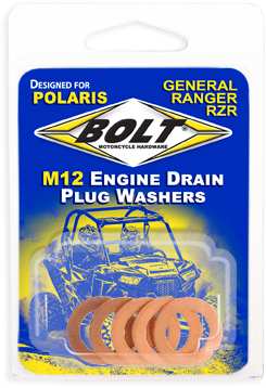 BOLT RZR-CPR12 Engine Drain Plug Washer Set - Copper M12x20, 5 Pack