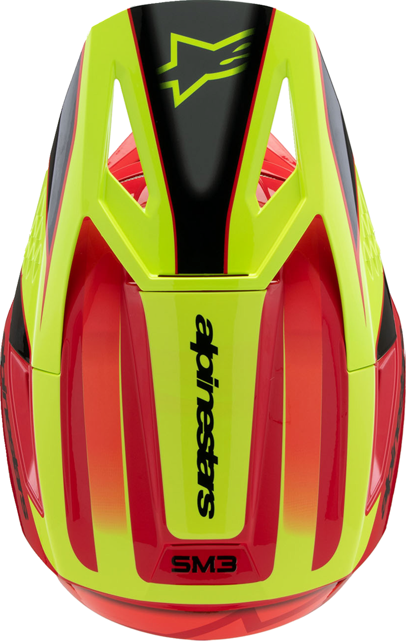 Alpinestars Youth SM3 Helmet - Fray Gloss Red/Yellow Fluo/Black, Medium - Part 8301625-3051-YM