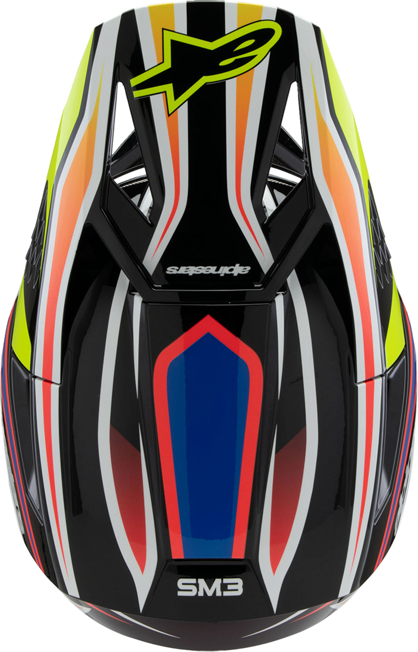 Alpinestars Youth SM3 Helmet - Wurx, Small, Gloss Black/Yellow Fluo/Blue/Red, Part Number 8302025-1574-YS